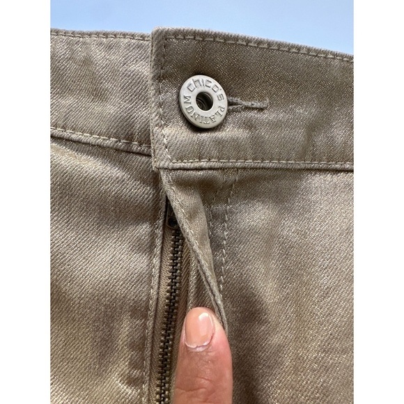 Chicos Gold Platinum Metallic Slim Jeans - Picture 6 of 10